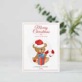 Schattige kerstTeddy | Gepersonaliseerd kerstfeest Briefkaart (Staand voorkant)