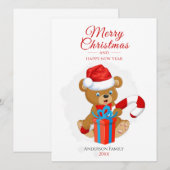 Schattige kerstTeddy | Gepersonaliseerd kerstfeest Feestdagenkaart (Voorkant / Achterkant)