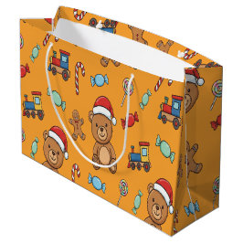 Schattige Kerstteddybeer en speelgoedtrein Groot Cadeauzakje