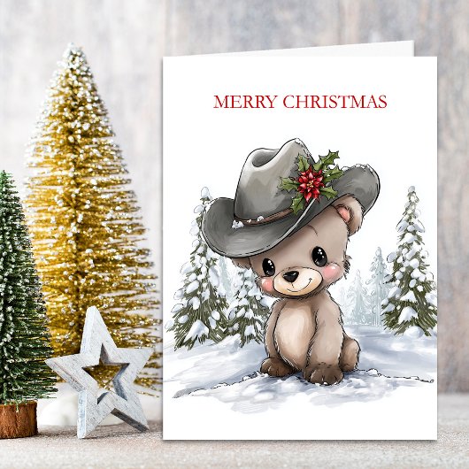 Schattige Kerstteddybeer Feestdagen Kaart