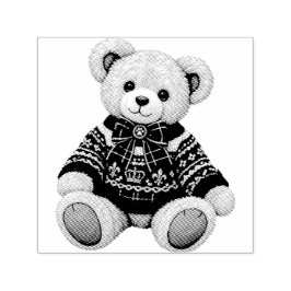 Schattige Kerstteddybeer in Trui en Strik Zelfinktende Stempel