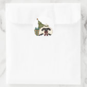 schattige kersttijd schapen ronde sticker (Tas)