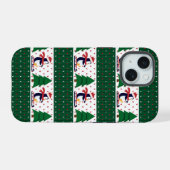 Schattige Kersttrui Pinguïn Tree Winter iPhone 15 Case (Achterkant horizontaal)