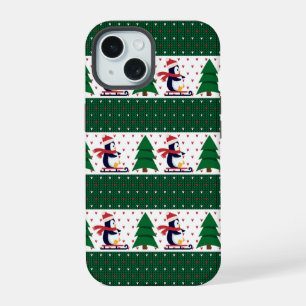 Schattige Kersttrui Pinguïn Tree Winter iPhone 15 Case