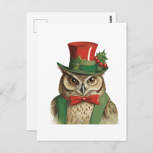 Schattige kerstuil briefkaart (Voorkant / Achterkant)