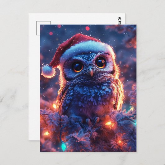 Schattige kerstuil briefkaart (Voorkant / Achterkant)