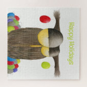 Schattige kerstuil-illustratie legpuzzel (Horizontaal)