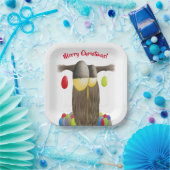 Schattige Kerstuil Papieren Bordje (Feest)