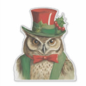 Schattige kerstuil sticker (Voorkant)