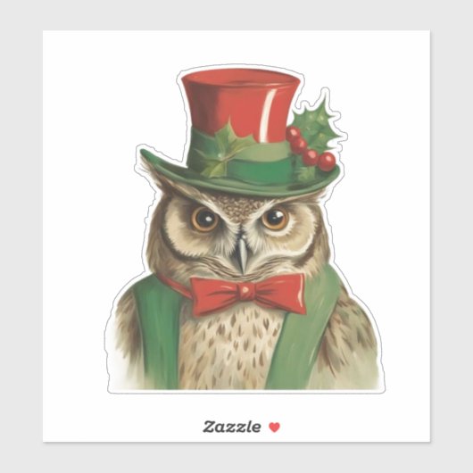 Schattige kerstuil sticker (Vel)