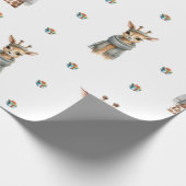 Schattige kerstvakantie Giraffes op wit Cadeaupapier (Hoek)