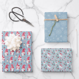 Schattige Kerstvakantie Gnome Inpakpapier Vel