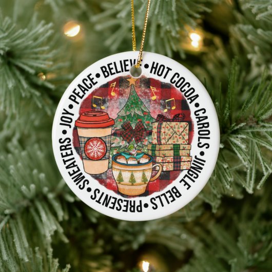 Schattige kerstvakantie keramisch ornament (Boom)