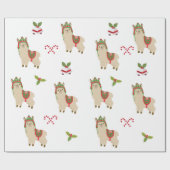 Schattige Kerstvakantie Lama Alpaca Cadeaupapier (Vlak)