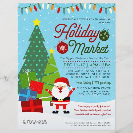 Schattige kerstvakantie markt evenement flyer (Voorkant)