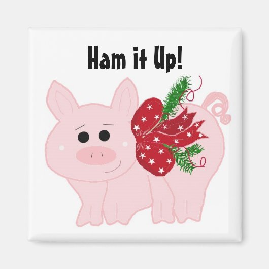 Schattige Kerstvarken - Ham het Op! Magneet (Voorkant)