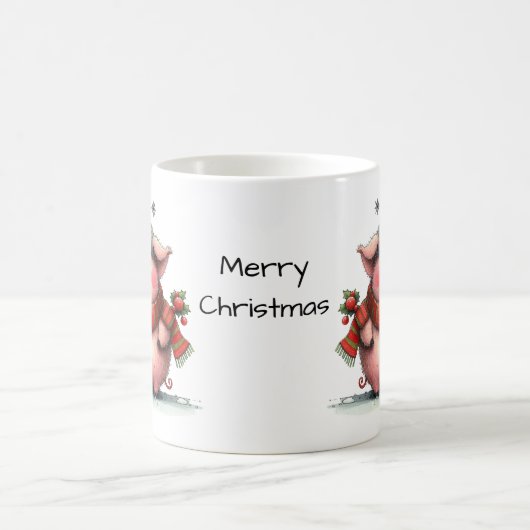 Schattige kerstvarken in een kerstmuts koffiemok (Center)