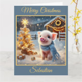 Schattige kerstvarken op het Boerderij Kaart (Gele Bloem)