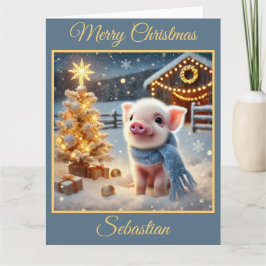 Schattige kerstvarken op het Boerderij Kaart