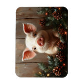 Schattige Kerstvarken Rustiek Schilderen Flexibel Magneet (Verticaal)