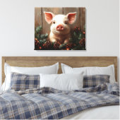 Schattige kerstvarken rustiek schilderij canvas afdruk (Insitu (Slaapkamer))