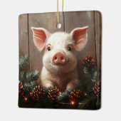 Schattige kerstvarken rustiek schilderij keramisch ornament (Links)