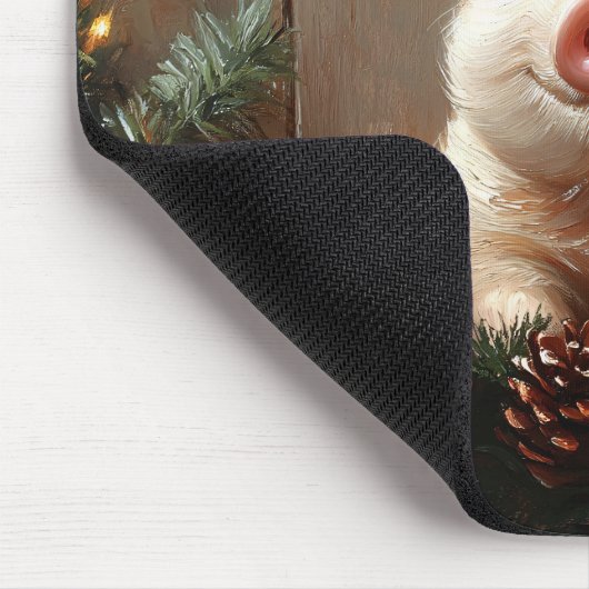 Schattige kerstvarken rustiek schilderij muismat (Hoek)