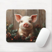 Schattige kerstvarken rustiek schilderij muismat (Met muis)