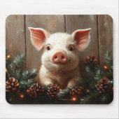 Schattige kerstvarken rustiek schilderij muismat (Voorkant)