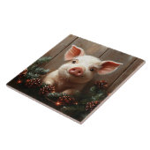 Schattige kerstvarken rustiek schilderij tegeltje (Zijkant)