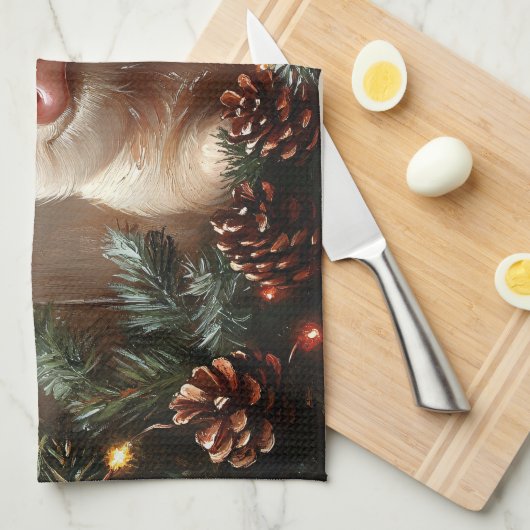 Schattige kerstvarken rustiek schilderij theedoek (Quarter Fold)