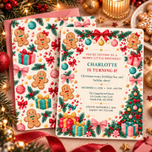 Schattige kerstverjaardagsfeest met gemberkoek