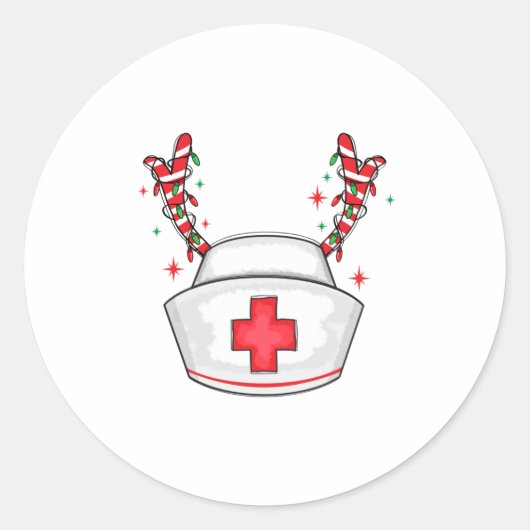 Schattige kerstverpleegster ronde sticker (Voorkant)
