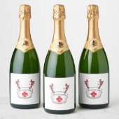 Schattige kerstverpleegster sparkling wijnetiket (Flessen)