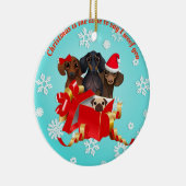 Schattige kerstversiering in Dachshund Keramisch Ornament (Rechts)