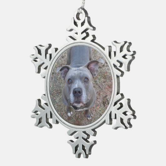 Schattige kerstversiering in Pitbull Tin Sneeuwvlok Ornament (Rechts)