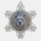 Schattige kerstversiering in Pitbull Tin Sneeuwvlok Ornament (Voorkant)