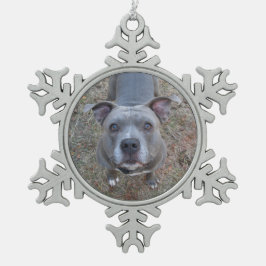 Schattige kerstversiering in Pitbull Tin Sneeuwvlok Ornament
