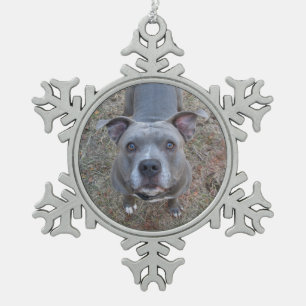 Schattige kerstversiering in Pitbull Tin Sneeuwvlok Ornament