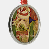 Schattige kerstversiering van Santa Labradoedle Metalen Ornament (Rechts)