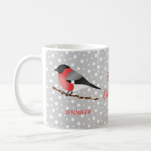 Schattige Kerstvogel Europese Goudvink En Naam Koffiemok