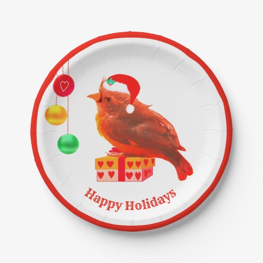 Schattige Kerstvogel Papieren Bordje (Voorkant)