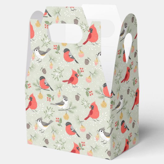 Schattige kerstvogelpatroon vakantieontwerp bedankdoosjes (Geopend)