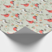 Schattige kerstvogelpatroon vakantieontwerp cadeaupapier (Hoek)