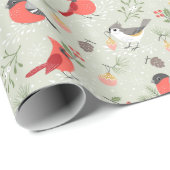 Schattige kerstvogelpatroon vakantieontwerp cadeaupapier (Rol Hoek)