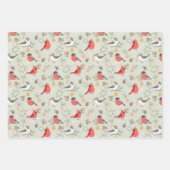 Schattige kerstvogelpatroon vakantieontwerp inpakpapier vel (Voorkant 3)