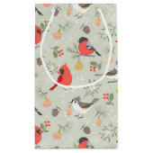 Schattige kerstvogelpatroon vakantieontwerp klein cadeauzakje (Achterkant)