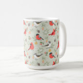 Schattige kerstvogelpatroon vakantieontwerp koffiemok (Voorkant rechts)