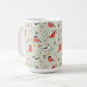 Schattige kerstvogelpatroon vakantieontwerp koffiemok (Voorkant links)