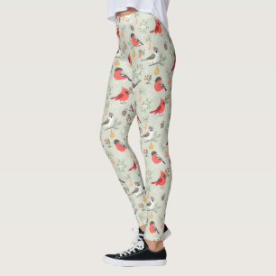 Schattige kerstvogelpatroon vakantieontwerp leggings